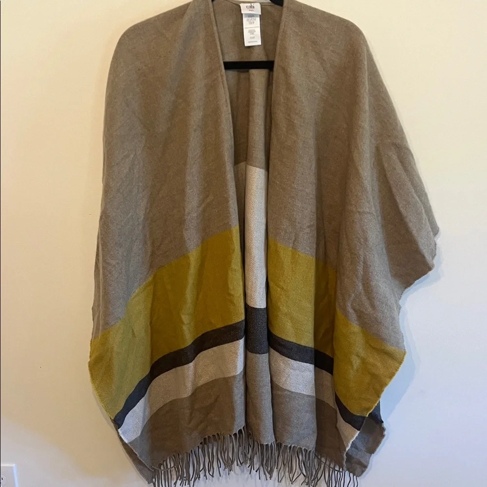 CAbi Tan and Yellow Striped Travel Cape - Picture 5 of 6